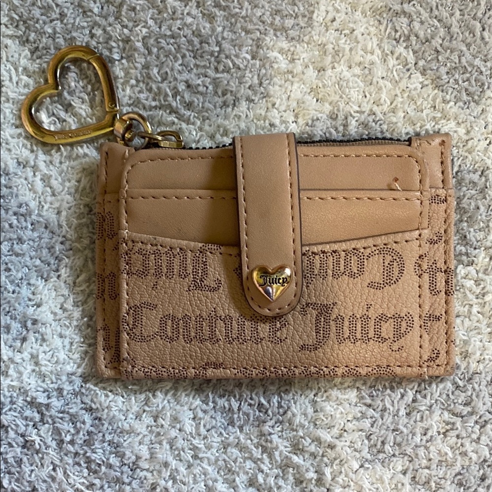 Juicy Couture Beige Card Holder with Gold Heart Charm